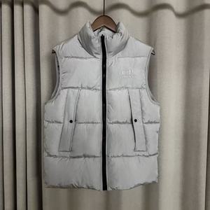 Men's <b>Sleeveless</b> Down Vest Stand Collar Zipper Front Pockets Solid Color Casual Outerwear Thick Polyester 90% Down - Product Image 4