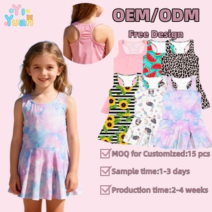 Maillot <span class=keywords><strong>de</strong></span> <span class=keywords><strong>bain</strong></span> une pièce à manches courtes à fleurs personnalisé pour filles UPF 50+ <span class=keywords><strong>Robe</strong></span> <span class=keywords><strong>de</strong></span> <span class=keywords><strong>bain</strong></span> avec jupe modeste pour la plage 0-6 ans - Product Image 1