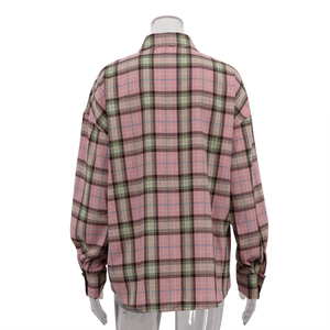 <span class=keywords><strong>Chemise</strong></span> décontractée à la mode boutonnée rose polyester coton personnalisée vente en gros chemises pour <span class=keywords><strong>femmes</strong></span> 2025 automne <span class=keywords><strong>chemise</strong></span> à <span class=keywords><strong>carreaux</strong></span> à manches longues - Product Image 5