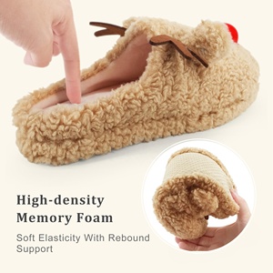 Chaussons de renne chauds et mignons pour femmes - Chaussons d'intérieur en laine pelucheuse pour l'hiver, confortables et respirants pour les fêtes de Noël (ODM/OEM) - Product Image 3