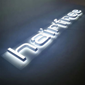 ป้ายไฟ LED 3 มิติ PVC แบบกำหนดเอง สำหรับตกแต่งภายในและภายนอกอาคาร ป้ายโลโก้ติดผนังสแตนเลส ไฟส่องหลังด้วยไฟ AC ตัวอักษรแบบช่องแสง - Product Image 2