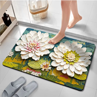 Tapis d'entrée à motif floral, lavable en machine, antidérapant, tapis en velours cristal rembourré, tapis de sol, accepte la personnalisation