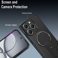 Étui antichoc en TPU souple pour Realme 15T 15 Pro 14 C85 Pro C75 Realme Note 70, étui magnétique texturé en fibre de carbone avec béquille