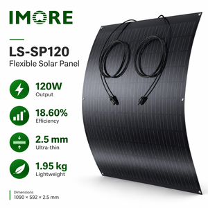Panneau solaire photovoltaïque flexible 120W, module monocristallin à 18,6% d'efficacité pour camping-car, camping, marine, balcon, toit, maison, jardin et usage DIY - Product Image 1