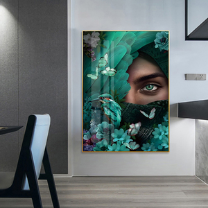 Cô Gái Trung Đông đeo khăn che mặt trang trí nhà pha lê sứ bức tranh tường nghệ thuật trang trí nhân vật chân dung hiện đại - Product Image 3