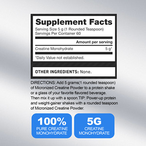 OEM Micronized <b>Creatine</b> Powder for <b>Creatine</b> <b>Monohydrate</b> Builds Lean Muscle Sports Nutrition <b>Creatine</b> Powder - Product Image 2
