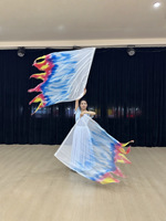 Drapeaux de louange Tie-Dye à bords flamboyants en mousseline légère pour la danse de louange, la scène et l'église