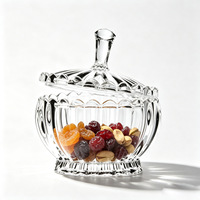 Pot à bonbons moderne en verre cristal avec couvercle, conteneur multifonctionnel pour sucre, fruits secs et collations pour le salon