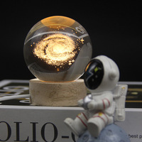 Ornement de boule de cristal lumineuse créative avec motifs multiples, recharge directe, veilleuse couleur chaude, cadeau de bureau pour Noël