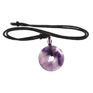 Collar con Colgante de Donut de Piedras Preciosas Naturales, Ojo de Tigre, Lapislázuli, Amatista, Cuarzo Rosa, para Mujer y Hombre - Product Image 6