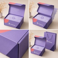 Boîte cadeau de luxe personnalisée violette, boîte d'expédition minimaliste violette, emballage esthétique géométrique pour kit de relations publiques d'influenceurs