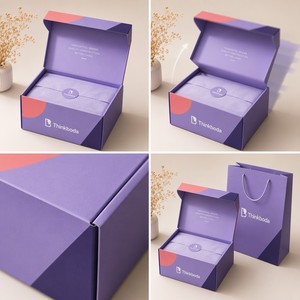Boîte cadeau de luxe personnalisée violette, boîte d'expédition minimaliste violette, emballage esthétique géométrique pour kit de relations publiques d'influenceurs - Product Image 2