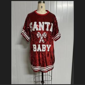 Navidad vacaciones caramelo palo Santa <span class=keywords><strong>Holly</strong></span> lentejuelas vestido Top Jersey lentejuelas Tops mujeres corto lentejuelas vestidos camisa al por mayor - Product Image 3