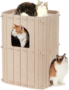 Casa para Gatos de 2 Niveles con Túnel - Cueva de Fieltro Resistente a Arañazos para Múltiples Gatos, Diseño de Múltiples Entradas para Apartamentos y Espacios Pequeños - Product Image 6