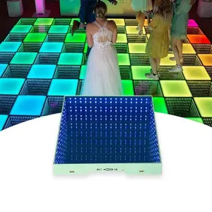 Alta calidad portátil RGB vidrio templado iluminado portátil 3D espejo LED pista de baile para fiesta Disco
