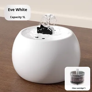 Mangkuk air mancur otomatis keramik anak kucing, mangkuk air mancur air listrik untuk kucing ramah lingkungan Hitam Putih isi daya untuk anjing - Product Image 2