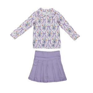 Conjunto de Ropa para Niñas Pequeñas con Estampado de Lazos de Flores RTS, Camiseta Informal Transpirable, Falda Plisada de Tela de Lana, Pantalones Cortos Forrados, Ropa para Hermanas - Product Image 1