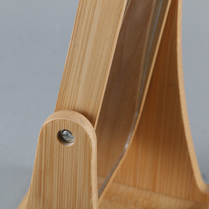 Изготовленное на заказ двухстороннее стоящее вращающееся зеркало столешник бамбуковое деревянное косметическое зеркало - Product Image 5