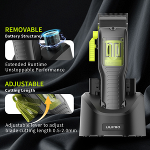 Kit da Barbiere LILIPRO L52&M52, <span class=keywords><strong>Set</strong></span> di Tagliacapelli e <span class=keywords><strong>Regolabarba</strong></span> Senza Fili per Salone con Lame Rivestite in DLC e Motore Brushless - Product Image 3