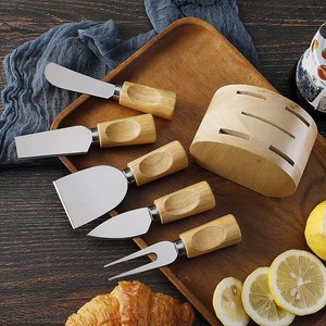 <b>Cheese</b> <b>Knife</b> <b>Set</b> 6 Piece Stainless Steel With Acacia Wood Handle Storage Holder For <b>Cheese</b> Serving - Product Image 3