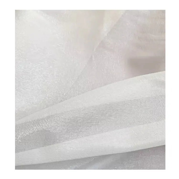 Tissu Georgette en soie 10MM 70% avec fil argenté 30% polyester pour robe de mode