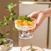 Glazen ijsbeker, loodvrij glazen dessertbekers met voet voor trifle, parfait, sundae en noten, glazen fruitparfaitbekers