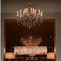 Nordique Rococo Fer Fumée Rond Hôtel Grand K9 Cristal De Luxe Suspendu Éclairage Vintage lustres de mariage