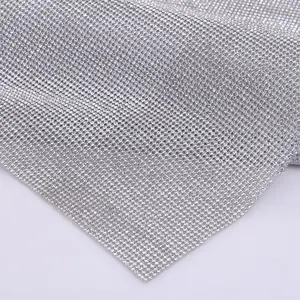 Nhà Máy Bán Buôn Thủy Tinh Pha Lê 45x120cm Net Thạch Tinh Thể Kim Cương Đá Nhôm Kim Loại Lưới Cho Hàng May Mặc