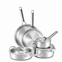 Ensemble de casseroles en acier inoxydable tri-couches 18/10, finition satinée entièrement plaquée, fabricant OEM