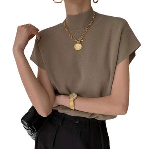 Novità 2026: T-shirt a Maniche Corte Primaverile ed Estiva, Maglia a Collo Alto Mezzo Zip, Canotta Larga da <span class=keywords><strong>Donna</strong></span> - Product Image 1