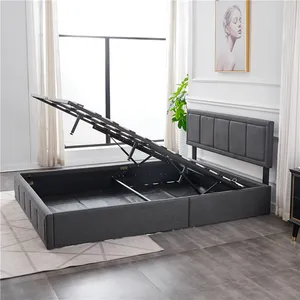 China manufacture Simple style Gas lift soft bed frame good quality cheap queen king size bed modern with storage bed