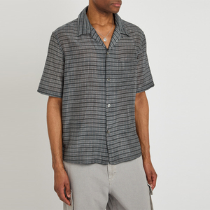 Chemise noire prêtre à manches courtes pour homme col montant décontracté Denim pour l'été pour l'église catholique Chemise pour homme - Product Image 2