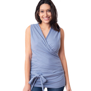Ropa de maternidad de algodón de piel azul corta de alimentación superior de lactancia de maternidad personalizada para embarazadas - Product Image 4