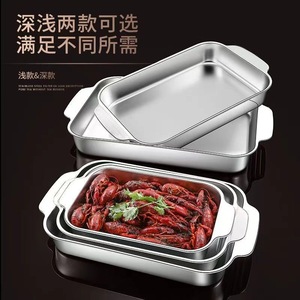 Stainless Steel Rectangular Baking Pan Deep And Shallow Options For Home And Commercial Use - Product Image 1
