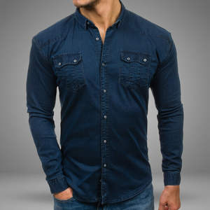 Vente directe en gros de tissu sergé polyester/coton respirant de qualité professionnelle turque à manches longues pour hommes - Product Image 3