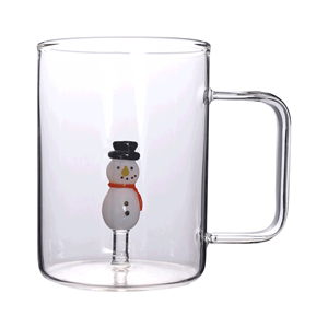 Taza de Café de Vidrio de Borosilicato con Diseño de Muñeco de Nieve Navideño, 12 oz, Doble Pared Aislada, a Prueba de Fugas, para Fiestas Navideñas, Regalo de Papá Noel - Product Image 3