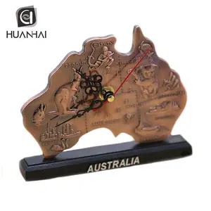 सजावटी ऑस्ट्रेलियाई भूमि आकार स्मारिका 3D लोगो प्राचीन कांस्य धातु की थाली के साथ बॉक्स