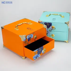 Custom Printing Dubbele Houten Koffer Mid Autumn Festival Geschenkdoos Luxe Mooncake Box Food Package Box