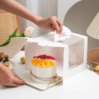 Boîte à gâteau portable personnalisée avec poignée et fenêtre pour l'emballage de desserts de 3, 4, 6 et 8 pouces