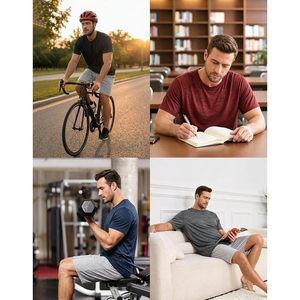 Men <b>Sleep</b> <b>T</b>-<b>Shirt</b> Short Sleeve 100% Cotton Soft Breathable Relaxed Fit for Sleeping and Lounging - Product Image 5