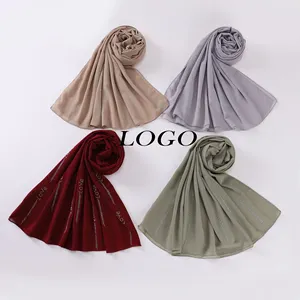 Benutzer definierte Mousse lines Chiffon Jersey Hijabs Muslim Gaze Schal Frauen Turban Stil Hijab Malaysia