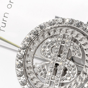 G1487 bijoux plaqués or 18K Hip Hop Punk plein Zircon <span class=keywords><strong>argent</strong></span> Dollar pendentif Spinning chaîne cubaine hommes or dollar collier - Product Image 6