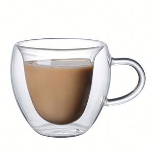 Clear Heat Resistant Borosilicate Glass Coffee Tumbler Heart Shaped Double Wall <b>Large</b> Capacity Reusable Portable Travel <b>Mug</b> - Product Image 5