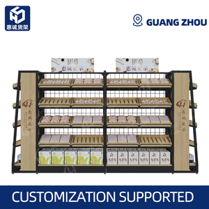 Tùy chỉnh Gondola siêu thị kệ trưng bày, thép nhẹ và gỗ, hai mặt nhiều lớp với Kệ Lưới - Product Image 6