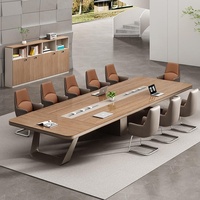 Table de conférence rectangulaire moderne, ensemble de mobilier de salle de réunion, finition placage bois, table de bureau