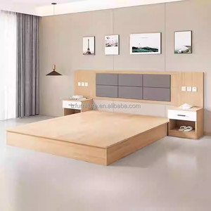 Juego de Muebles de Dormitorio para Hotel Comercial Económico, Estructura de Cama de Madera Maciza con Cabecera Tapizada, Mesitas de Noche y Mueble para TV - Product Image 3
