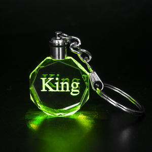 Hot Sale Wholesale logo Crystal Key Chains Custom Crystal Glass 3d Laser Led Light Glass Crystal Keychains Business Gifts