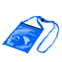 Tas tempat paspor portabel kustom dompet leher Travel ritsleting poliester Lanyard dapat disesuaikan untuk pameran