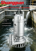 Pompe submersible pour eaux usées WQD-S de petite puissance 0,25 kW en acier inoxydable 304, 220 V monophasé, avec raccord fileté, résistante à la corrosion, longue durée de vie