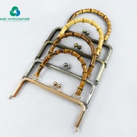 MZhardware kualitas tinggi menangani dompet persegi bingkai tas aksesoris Hardware dompet buatan tangan DIY bahan anyaman pegangan bambu